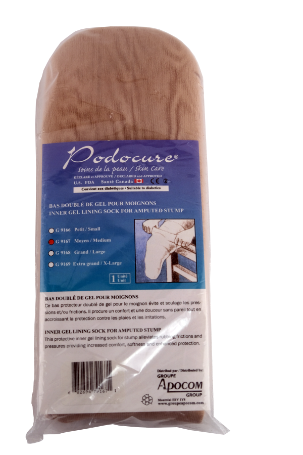 PODOCURE® Bas doublé de gel pour moignon ou jambe amputée - Grand